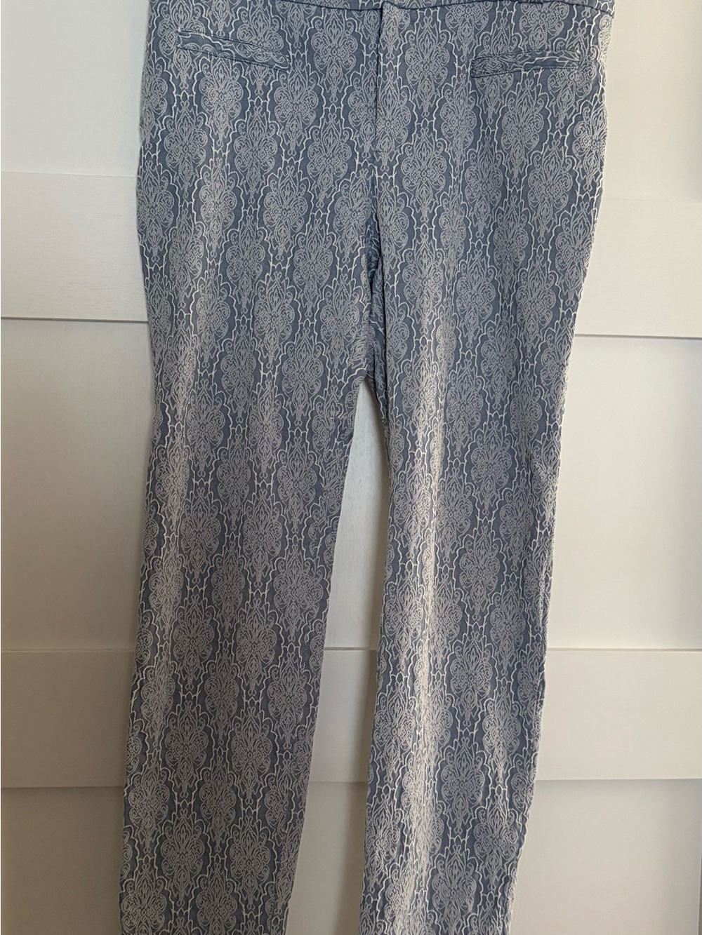 Soho Apparel Blue-White Damask Print Skinny Pants